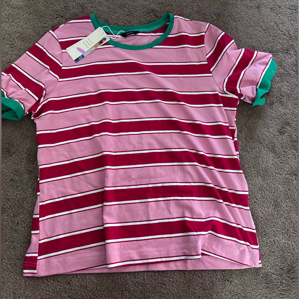 Striped Pink and Green Short Sleeve Tee